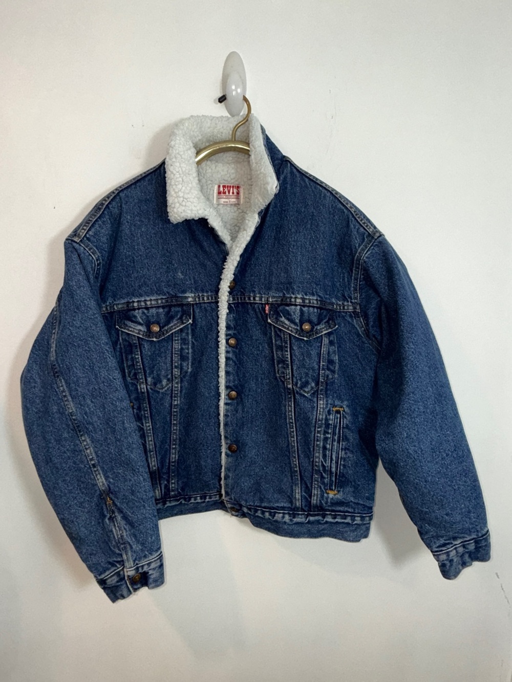Levi's White Sherpa-Lined Jacket with Red Label